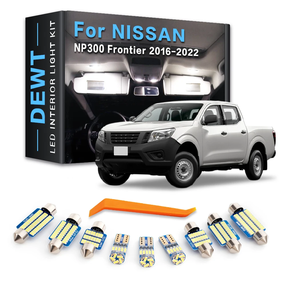 5Pcs Car LED Interior Dome Light Kit For Nissan NP300 2016 2017 2018 2019 2020 2021 2022 Sunvisor Trunk Bulb Canbus Auto Parts