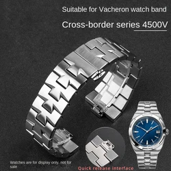 For VC metal strap Vacheron Constantin Overseas stainless steel strap wristband 4500V raised 7mm 8mm men quick release watchband