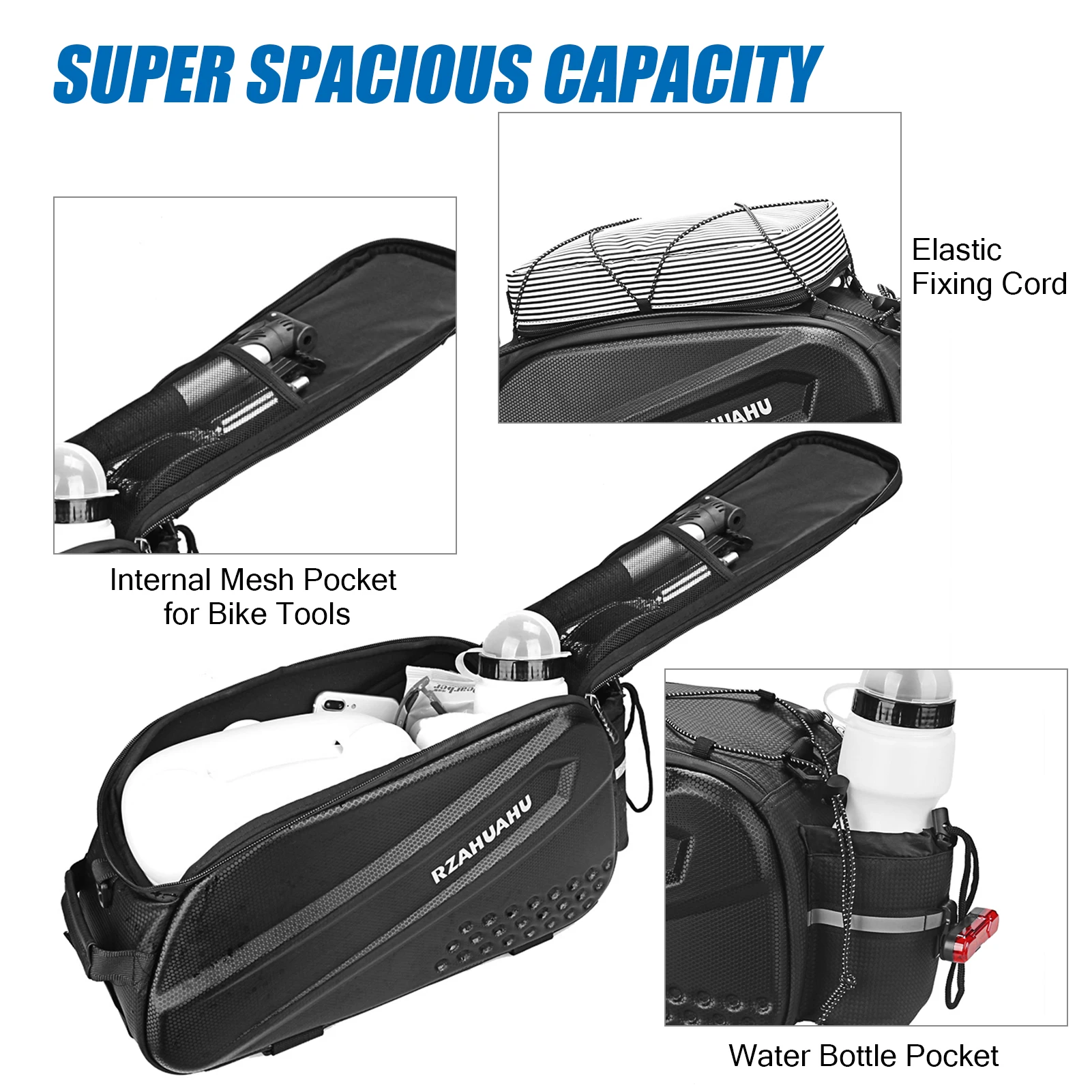 10L Multifunctional Bicycle Rear Seat Bag Waterproof Cycling Bike Rack Trunk Cargo Bag Pannier Bag Handbag Shoulder Bag