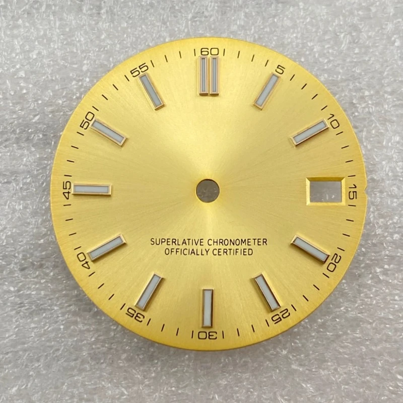 28.5mm nh35 dial s verde luminoso gelo azul mostrador luminoso adequado para modificação de movimento nh35 acessórios de relógio literal novo