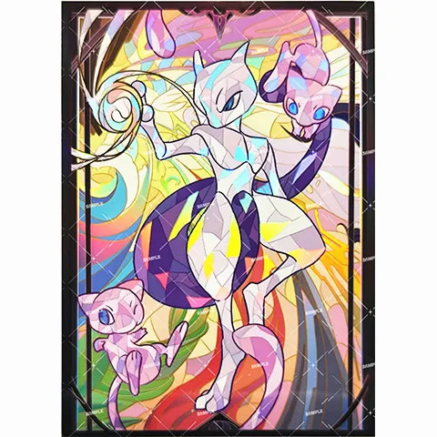 

Ptcg Card Sleeves Pocket Monsters Mewtwo Mew Glass Painted Style Suitable for Otcg Ocg Mtg Ws Card Holder