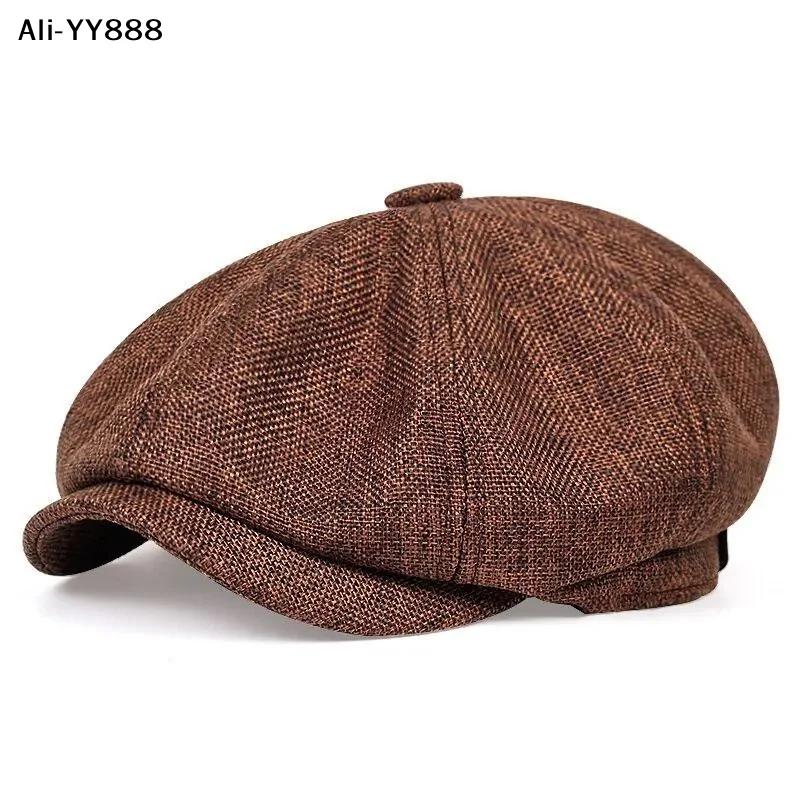 【YY88】Men Casual Newsboy Hat Spring Autumn Retro Beret Hats Casual Hats Unisex Octagonal Cap For Men Street Caps Gorras