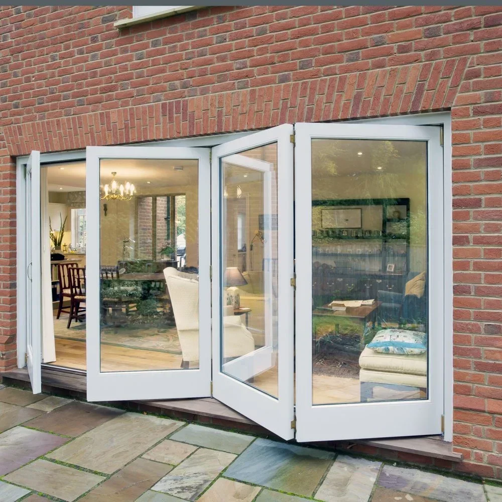 Accordion Door Double Glazed Aluminium Bi Folding Door Residential Building Exterior 2.0mm Balcony Glass Folding Doors