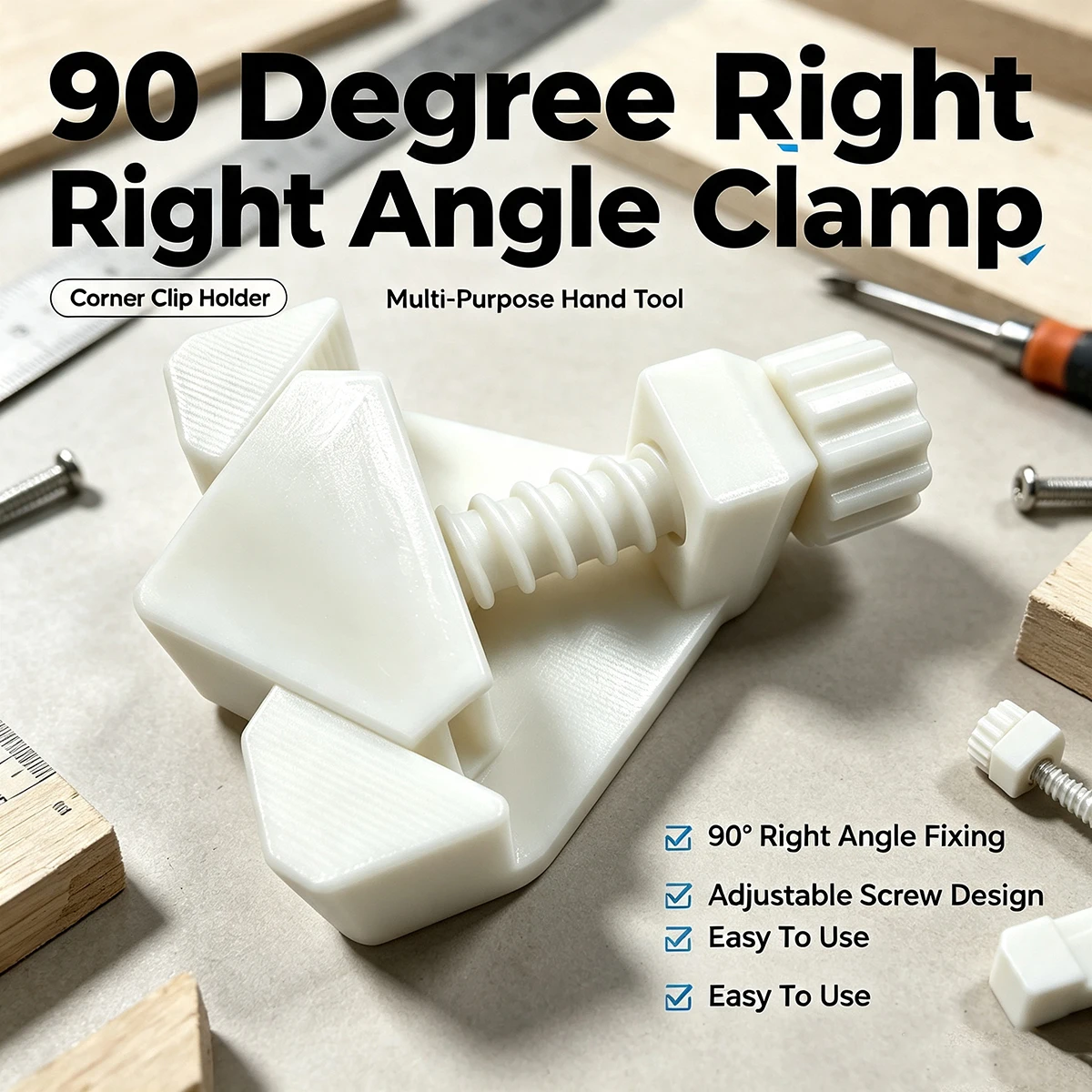 90-Degree Right Angle Clamp Plastic Adjustable Woodworking Right Angle Locator Picture Frame Splicing Fixing Clamp DIY Handmade Right Angle Clamp Tool