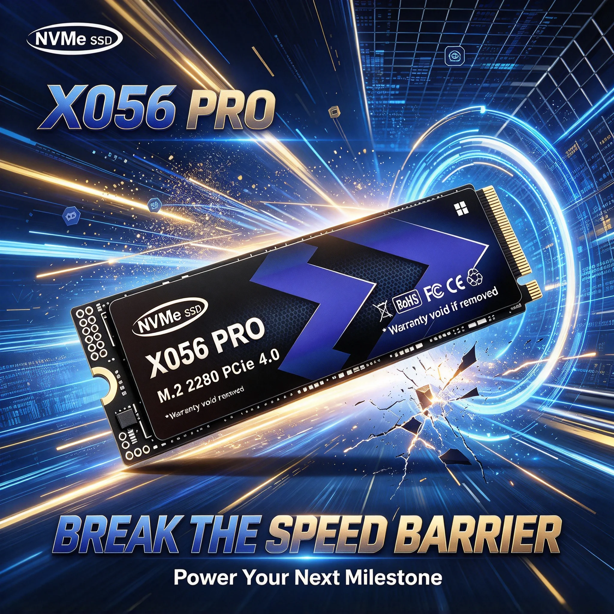 X056 PRO Built-in M.2 NVMe SSD, 1TB/4TB/2TB/500GB, Fast Performance Storage, Desktop, PC, Laptop, Gaming. Quantum Plus.