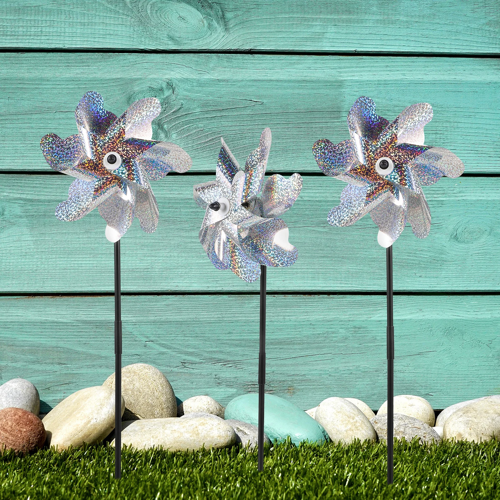 

10 Pcs Bird Repellent Windmill for Garden Reflective Windmills The Yard Spinner Plastic Blade Spinners
