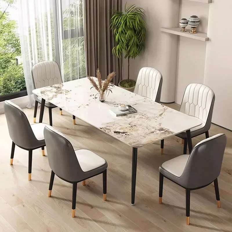 

Design Luxury Dining Table Modern Living Nordic Minimalist Dining Table Rectangle Waterproof Set Sala Da Pranzo Home Furniture