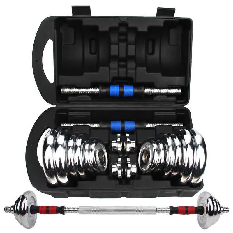 2026 2026 Factory Directly Sell Barbell And Dumbbell Set For 50kg Silver Chrome Barbell Dumbbell Setpromote Sales