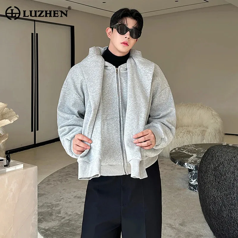 

LUZHEN Fashion Fake Two Piece Hoodies Sweatshirts Casual Personalized Splicing Design Sportswear Niche Autumn Coats Male LZ5462