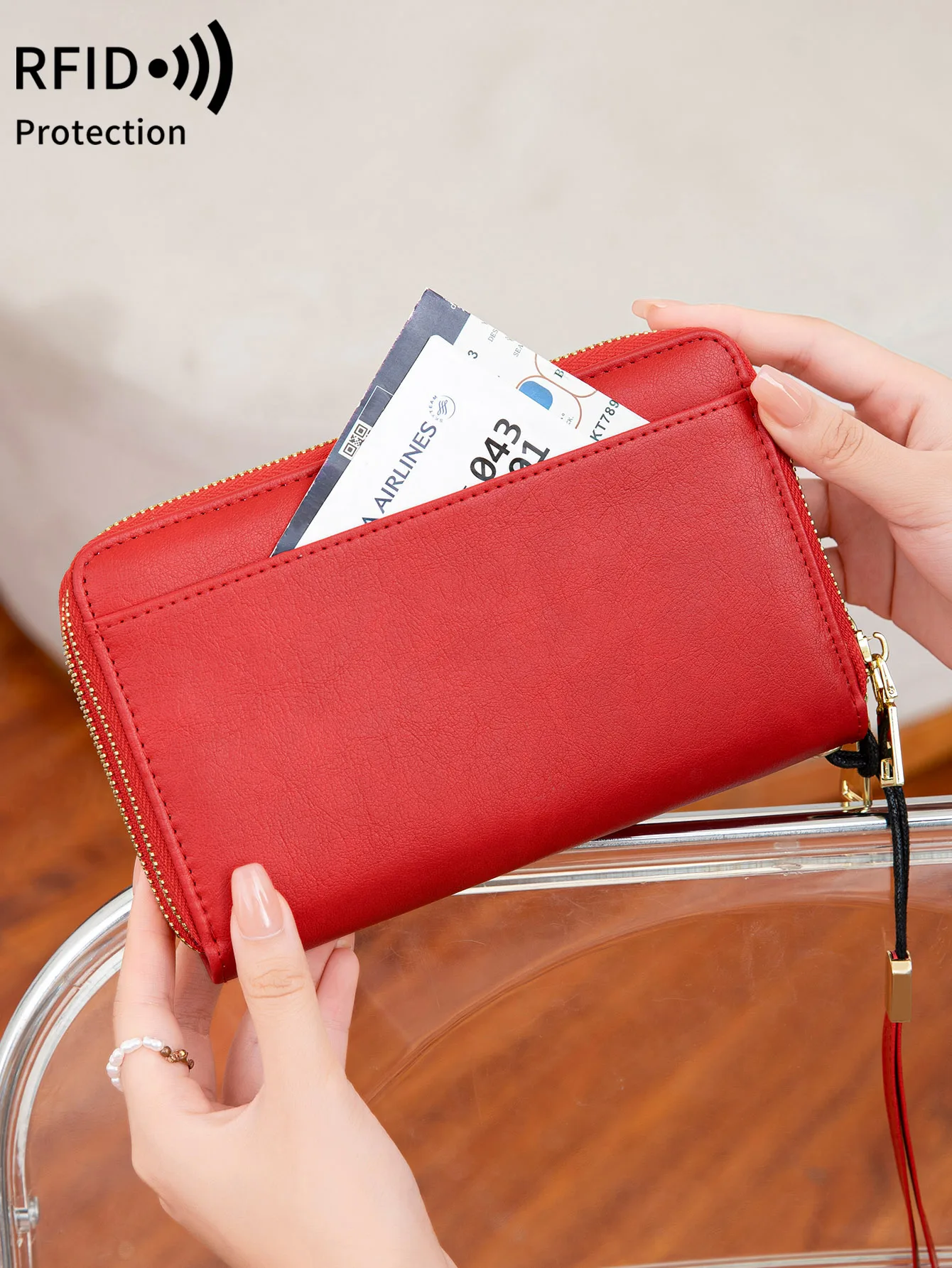 New Travel Passport Wallet Fashionable Multi functional Double Zipper Passport Cover PU Leather Passport Clip Travel Accessories