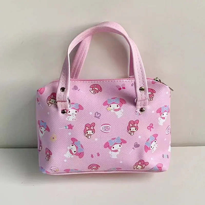 Sanrio Crossbody Bag Hello Kitty Cinnamoroll Kuromi Protable Shoulder Case Large Storage Pu Student Waterproof Case Girls Gift