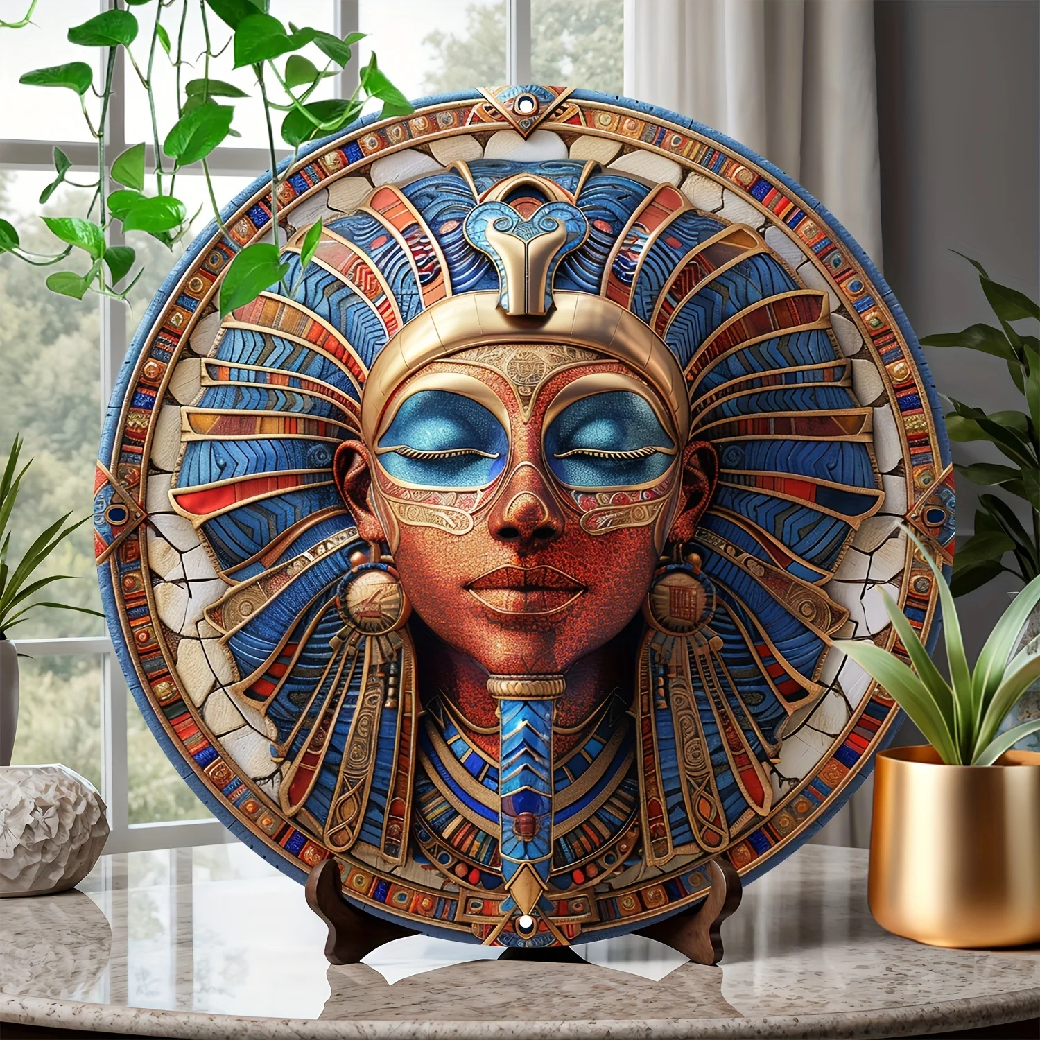 Ancient Egyptian Goddess Mask Aluminum Art Decor - 8