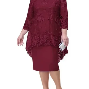 Vestido feminino solto com decote em o, malha de renda senhora noite, elegante e sexy, roupa feminina, tamanho grande, M a 5XL, verão e outono, 2023 8 principais vendas vestido feminino renda plus size - №3