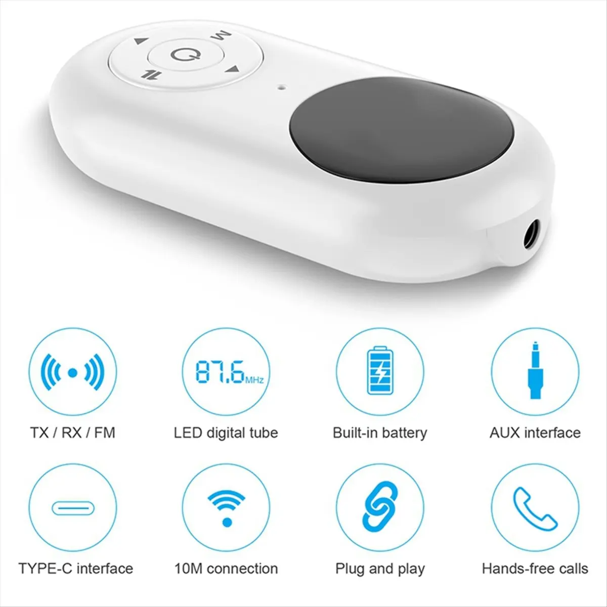 

(A32M) 3 in 1 Wireless Audio Adapter Bluetooth Receiver Transmitter with Mic 3.5MM AUX HIFI Stereo Music LED Display for Car PC