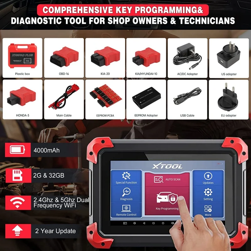 XTOOL X100 PAD Plus Automotive Key Programming Tools,OE-Level All Systems Diagnostic, 28  Services, ABS Bleed, Oil Reset