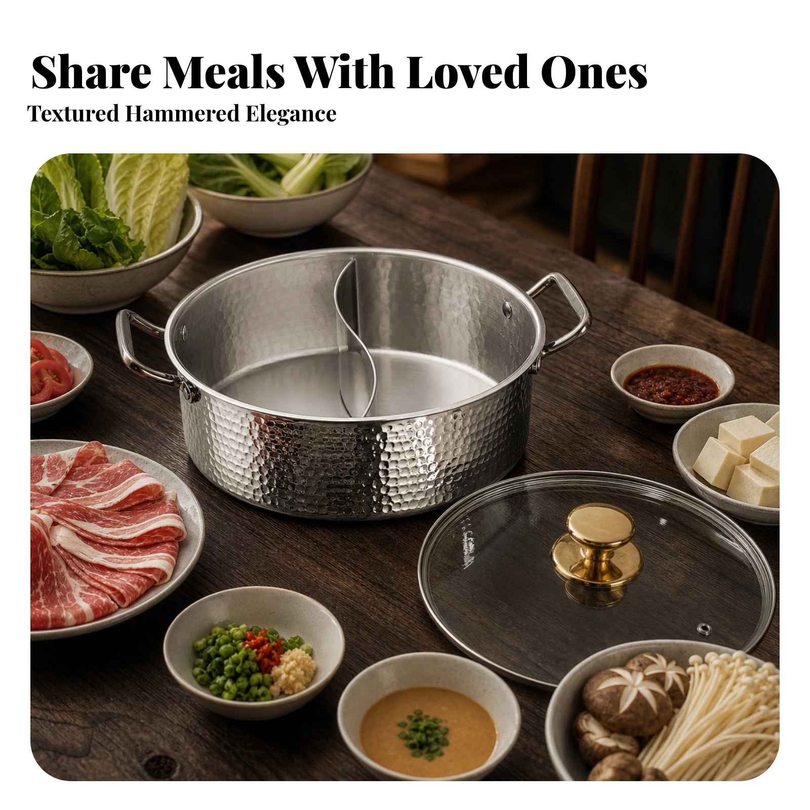 Hot Pot with Divider Two-flavorFlavor Divided Hot Pot with Lid Cookware Fast Heat Conductivity Chemicalwithout for Families
