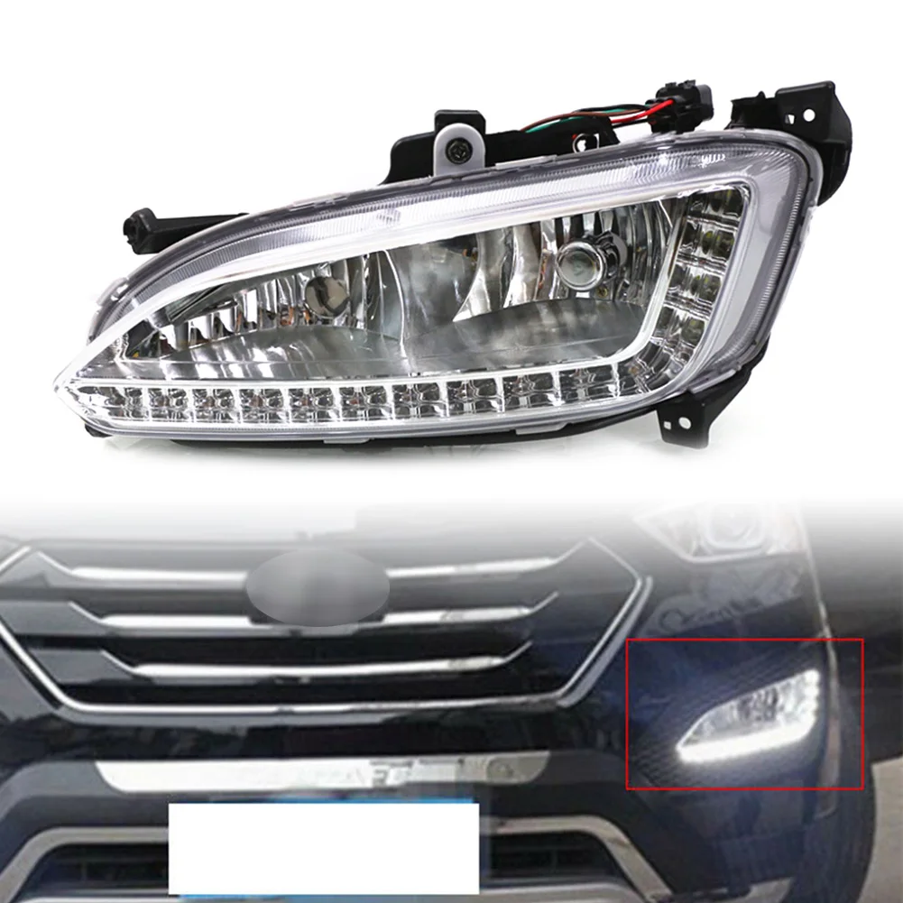 1pcs Auto LED DRL Daytime Running Light Front Right Fog Lamp Left side For Hyundai IX45 Santa Fe 2013 2014 2015 Car Accessories