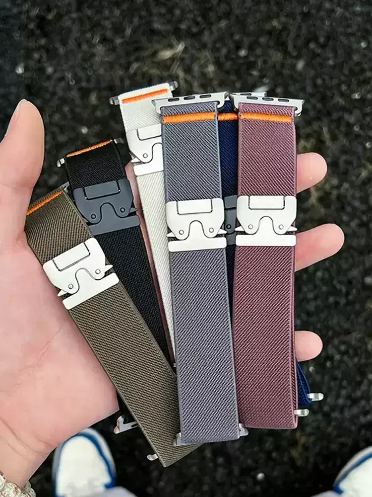 Armband mit Fallschirmriemen für Apple Watch Ultra 2, 49 mm, 45 mm, 46 mm, 44 mm, 42 mm, 40 mm, 41 mm, Armband für iWatch Series 10, 9, 8, 7, 6, 3, SE. – Detail 1