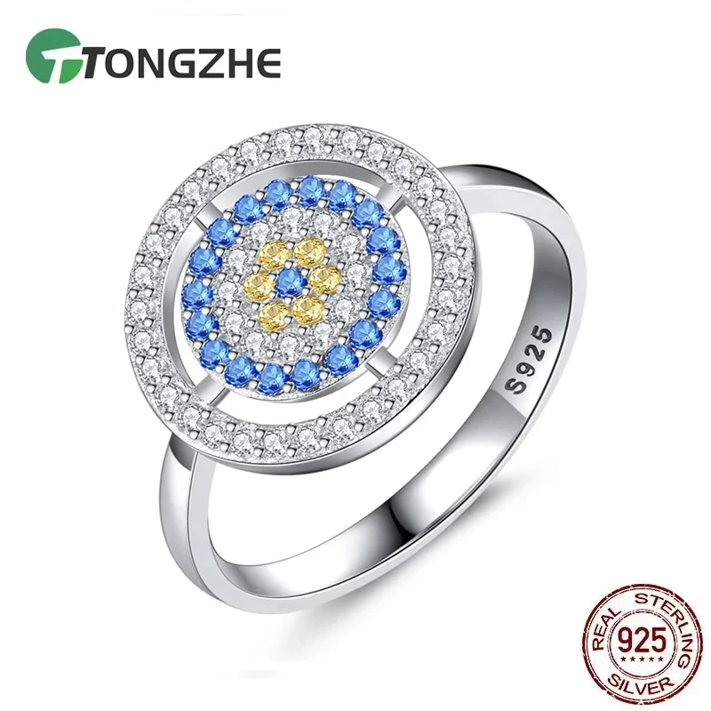 

TONGZHE 925 Sterling Silver Rings for Women Elegant CZ Crystal Evil Eye Promise Bride Wedding Accessories Jewelry