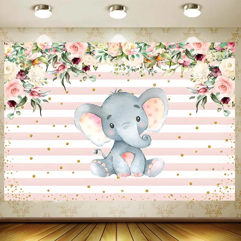 elephant Background Kids 1st Birthday Party Supplies Baby Shower Banner Wed Decor Home Garden Gift