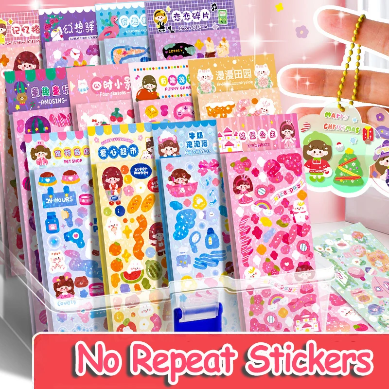 Manual de pegatinas láser transparentes Kawaii, pegatinas para álbum de recortes, suministros para planificador, papelería coreana bonita y barata