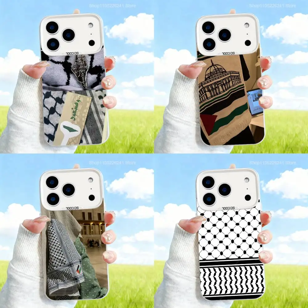 

Peace Art Keffiyeh Hattah For iPhone 17,16,15,14,13,12,X,8,Pro,SE4,Max,Plus,Air,Mini White Matte Case