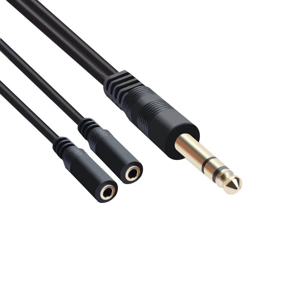 

6.5MM 1/2 Audio Cable 6.35 Revolution Dual 3.5 Female Shared Extension Cable Big Three Core To Small Three Core Female