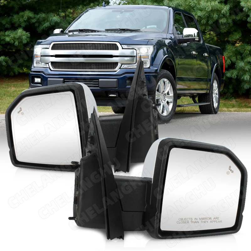 1Pair 18+4Pin Reversing Mirrors For Ford F150 2015 2016 2017 2018 2019 2020 2021US Version Rear Mirror Assembly Camera Chrome