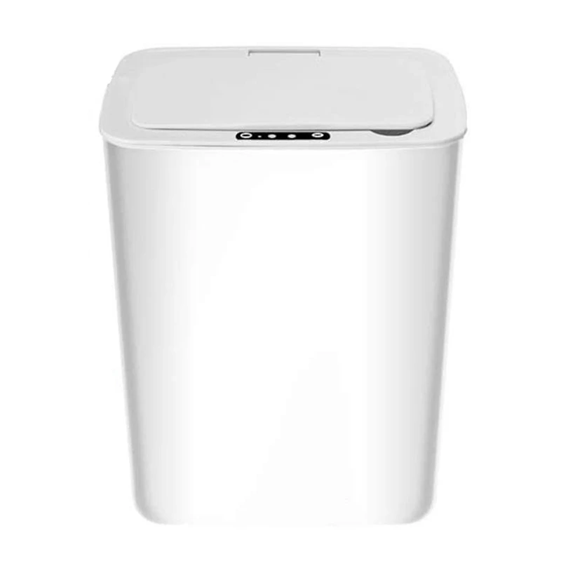 Sensor Trash Can,Kitchen Contactless Trash Can With Lid,Batnroom USB Charging Smart Garbage Can Waste Bin White 14L