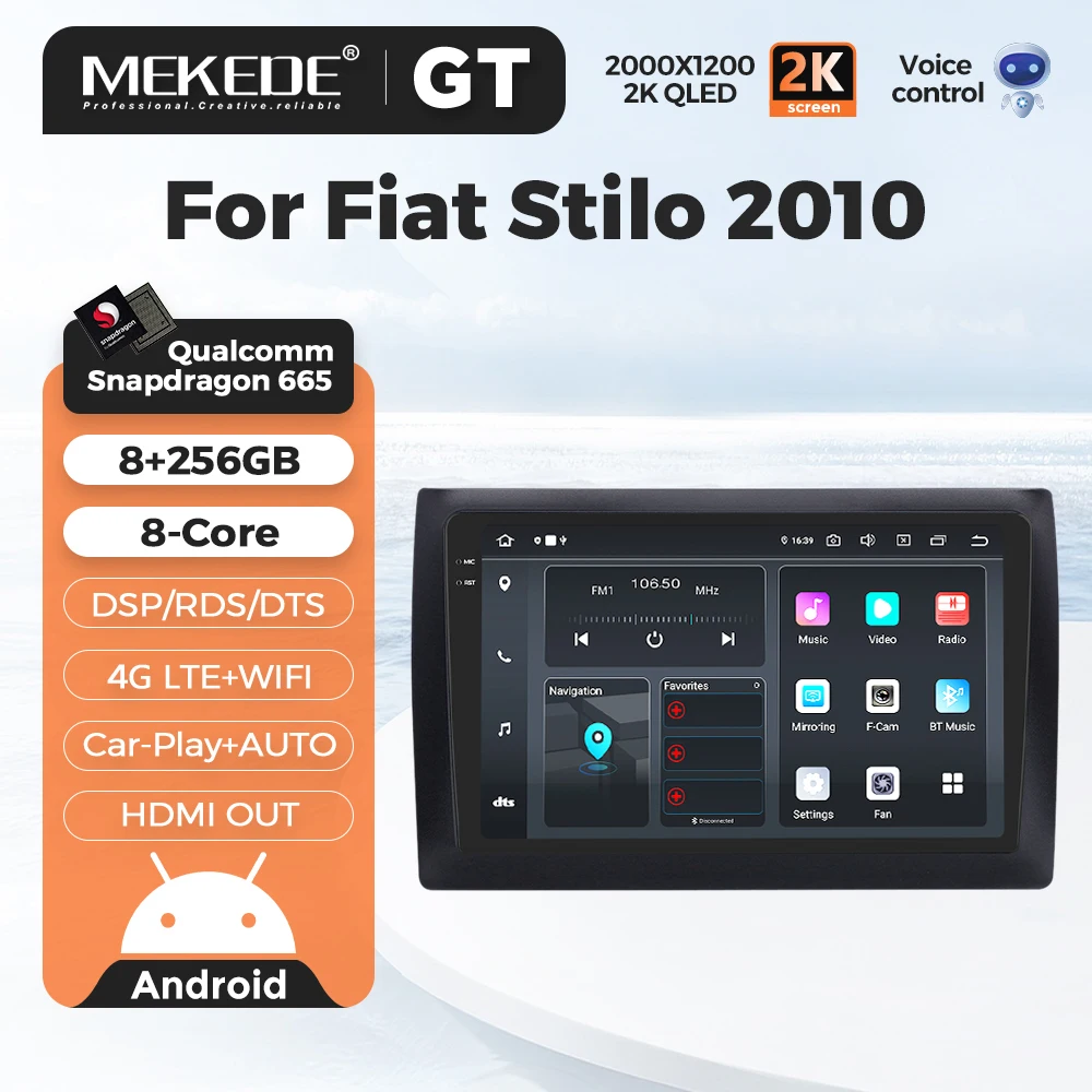 Android 14 For Fiat Stilo 2001 - 2010 Wireless Carplay Car Radio Stereo GPS Navi Multimedia Video Player Autoradio 4G RDS DSP FM