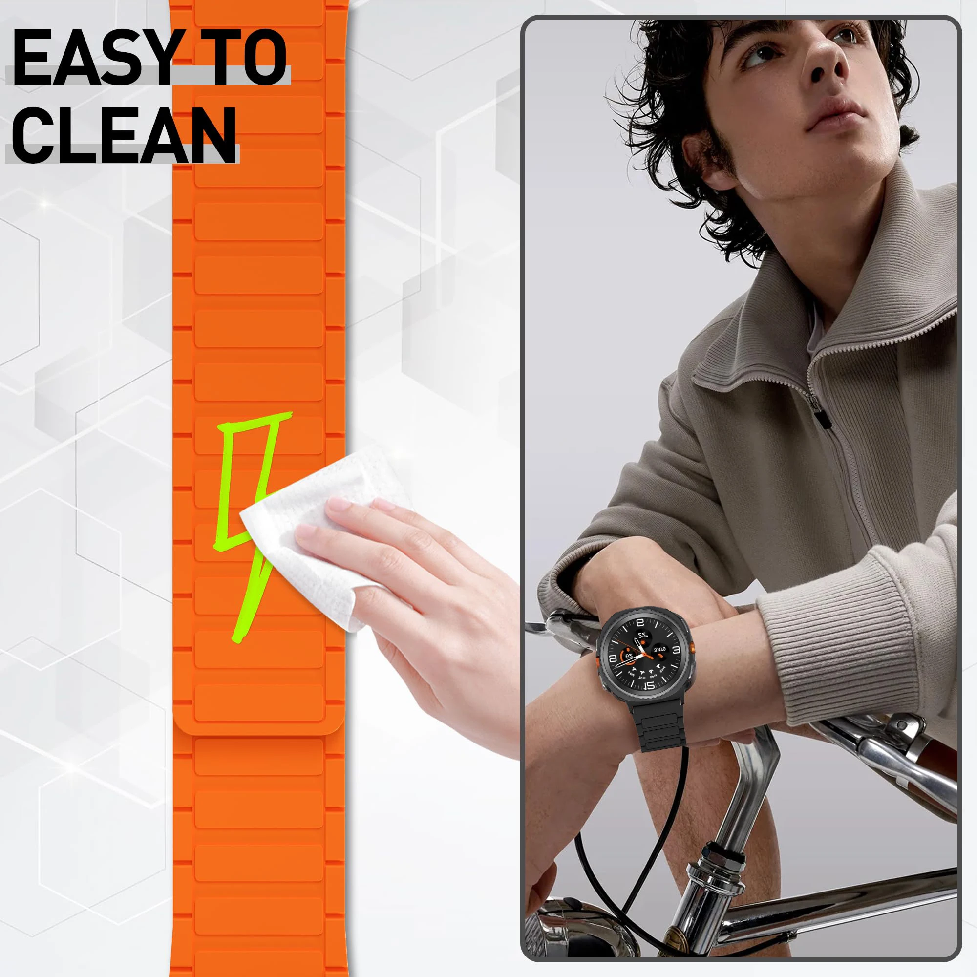 Soft Silicone Magnetic Strap for Samsung Galaxy Watch 8/8 Classic 46mm 40 44mm Sport Band for Galaxy 8 Classic Curved End Strap