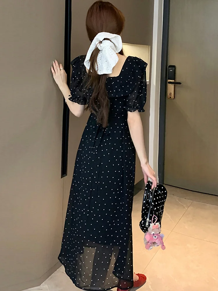 

plus Size Summer Women's Dr Waist Cinching Slimming Polka Dot Front Ba Wear Casual Loose Fit High Waist Long Skirt