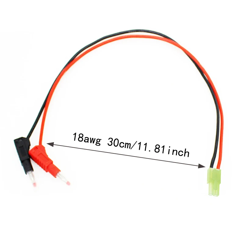 Mini Tamiya Plug Male RC  Charge Cable Wire Lead to 4.0mm Gold Plated Stackable Shielded Banana Plug Connector 18AWG 30cm