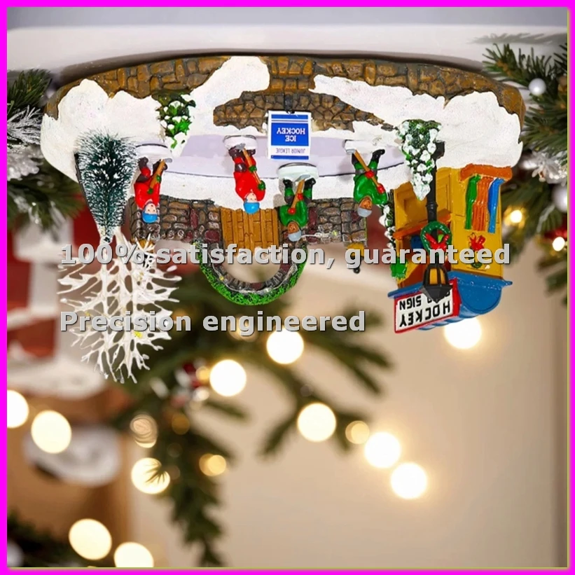 Lighted LED Christmas Ornaments Resin Christmas Figurine Xmas Music Box for Desktop Ornaments ChristmasGift-AD23