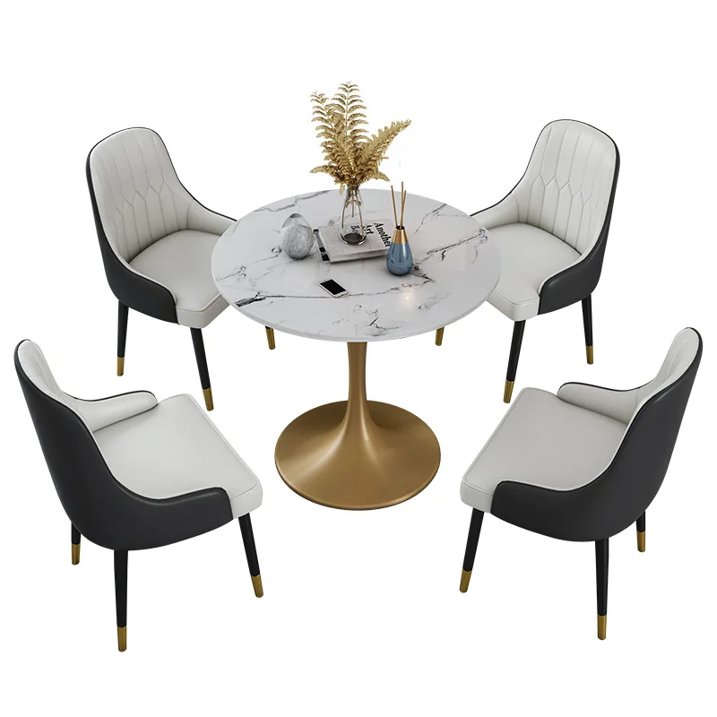 

Modern simple milk tea shop Internet celebrities negotiate small round table leisure area meeting guests negotiate round table