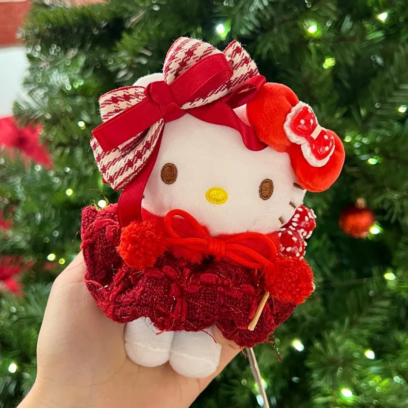 New Hello Kitty Plush Keychain DIY Cute Plush Chef Hat Apron Costume Bag Accessory