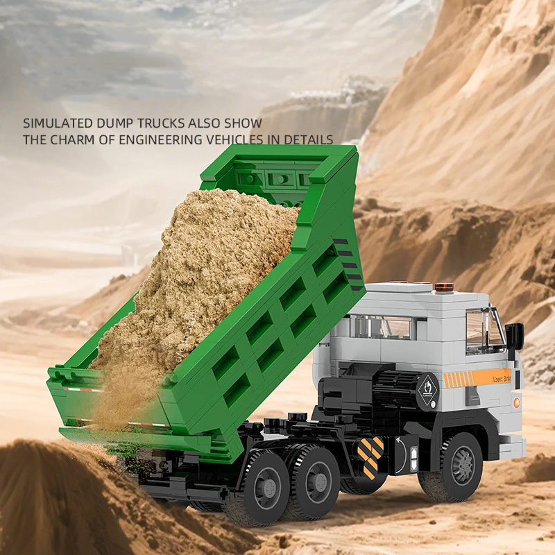 Kecepatan Mobil Klasik Retro Tugas Berat Dump Truck Model Blok Bangunan Kota Konstruksi Bata Kendaraan Transportasi Mainan