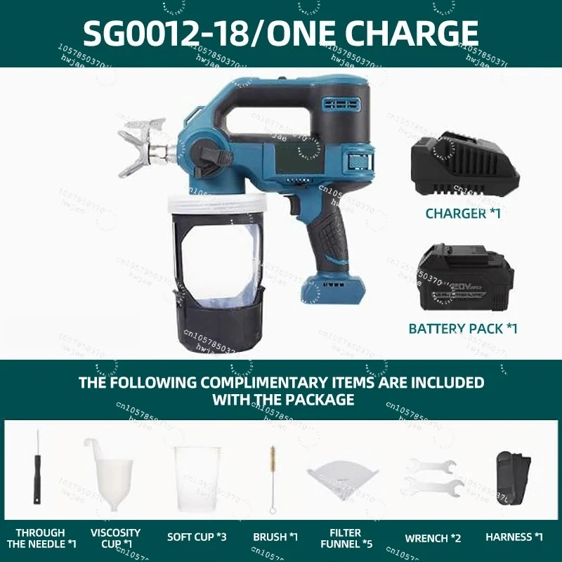 1000ML Electric Spray Gun Lithium Electric Rechargeable Cordless High Pressure Airless Sprayer Paint Tool