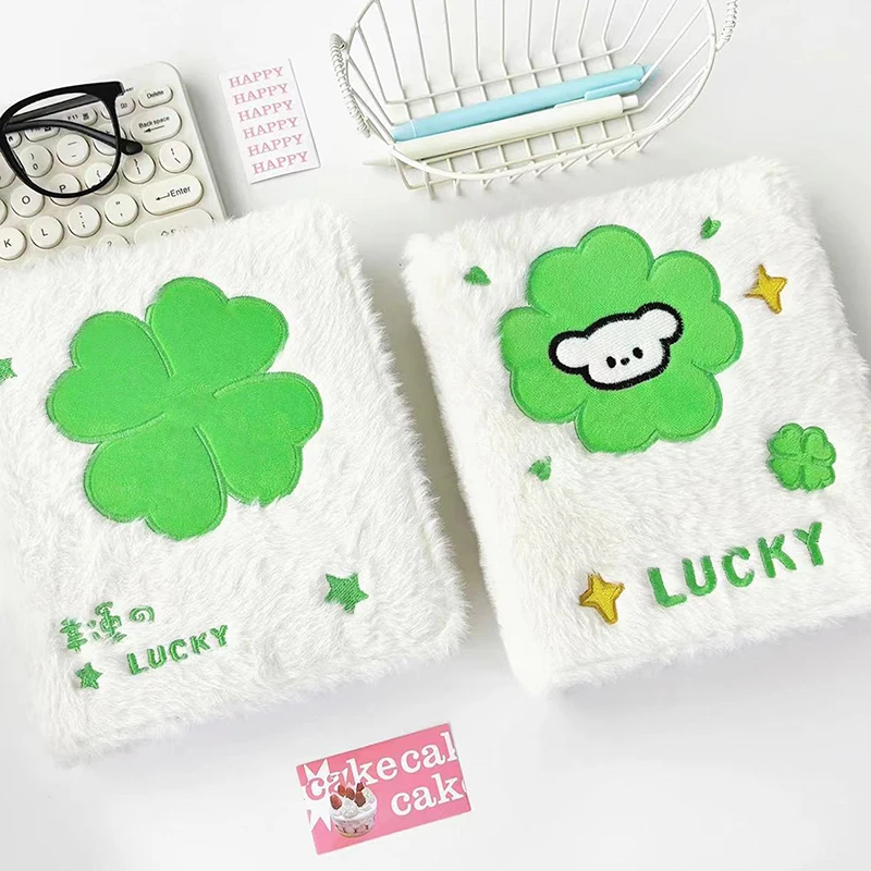 Pack of 1/4/10 Pcs Quirky Four-leaf Clover Plush Idol Photocard Organizer; Transparent Inner Page Design for Easy Viewing.