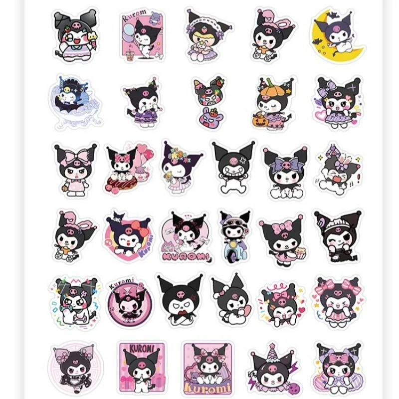 103 قطعة سانريو ‌ ‌   لطيف Kuromi الكرتون ملصقات مقاومة للماء الهاتف المحمول حقيبة مسطحة دفتر ملصقات الزخرفية للهدايا الفتيات