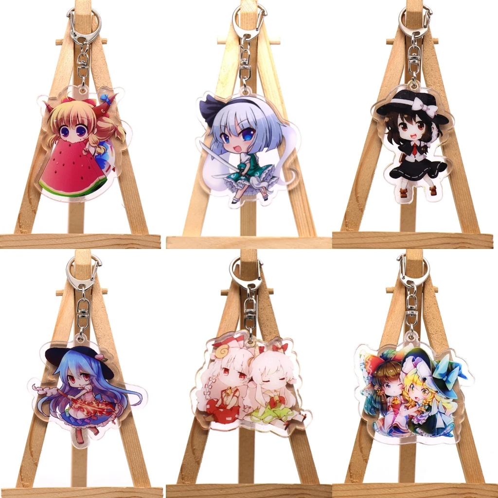 Anime Touhou Project Hakurei Reimu SinGyoku Mima Kikuri Cosplay Costume Interlayer Acrylic Keychain Keyring Key Xmas Gift Prop