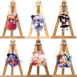 Anime Touhou Project Hakurei Reimu SinGyoku Mima Kikuri Cosplay Costume Interlayer Acrylic Keychain Keyring Key Xmas Gift Prop