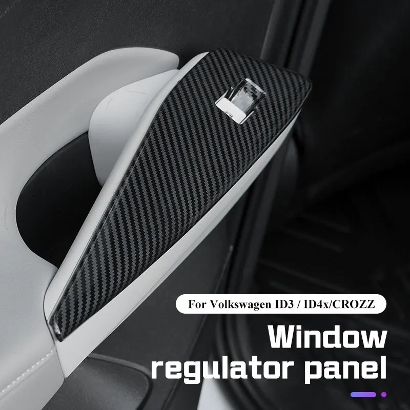 ألياف الكربون نافذة باب السيارة التبديل لوحة الكسوة ل Volkswagen VW ID.3 ID.4 id4X CROZZ 2021-2025 غطاء لوحة باب السيارة الملحقات #6