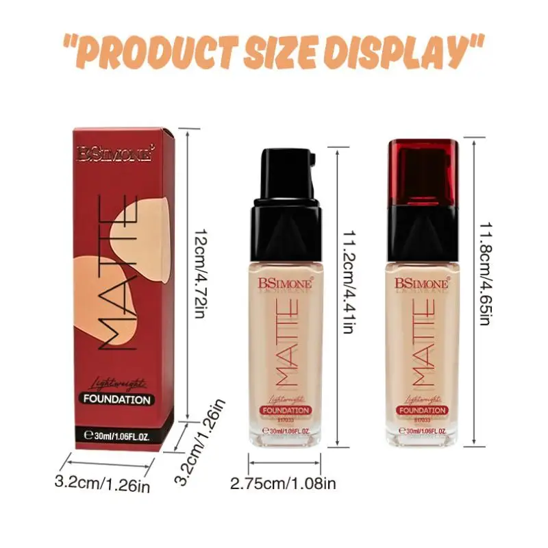 Fond de teint multi-usages BSIMONE, longue tenue, mat, imperméable, huile, haute couvrance, surligneur et retouche, maquillage du visage pour femmes