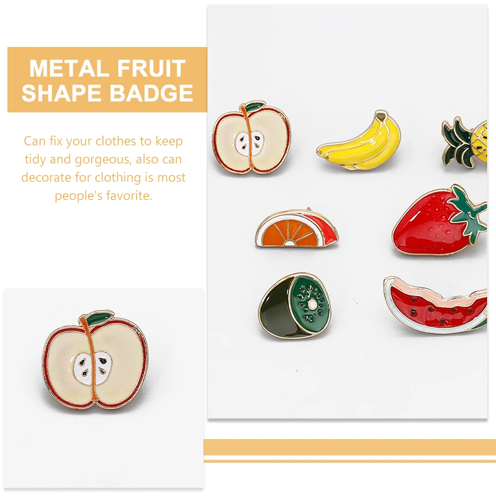 

7Pcs Creative Fruit Brooches for Women Decorative Clothing Badges Metal Fruit Shape Pins Lapel Pin Cute Fashion Costume Jewelry