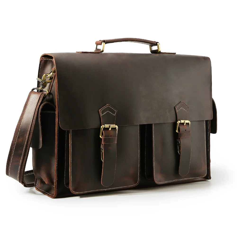 

High Quality Classic Design Real Leather Large Capacity Genuine Cow 17 inch Laptop Bag Briefcase