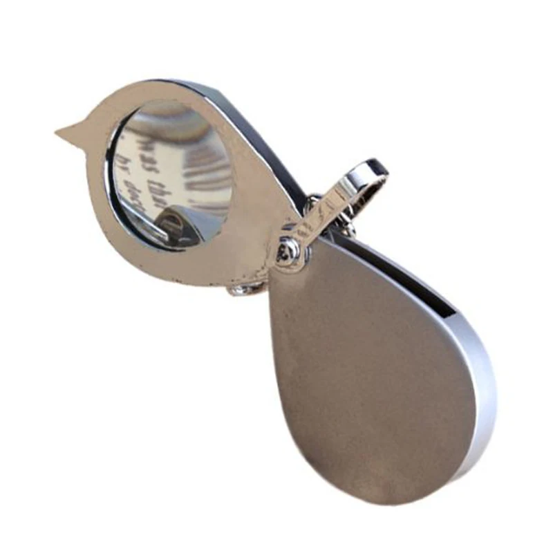 ABFKL 30mm 3X Pocket Folding Magnifier Reading Magnifying Glass Loupe With Key Chain Silver