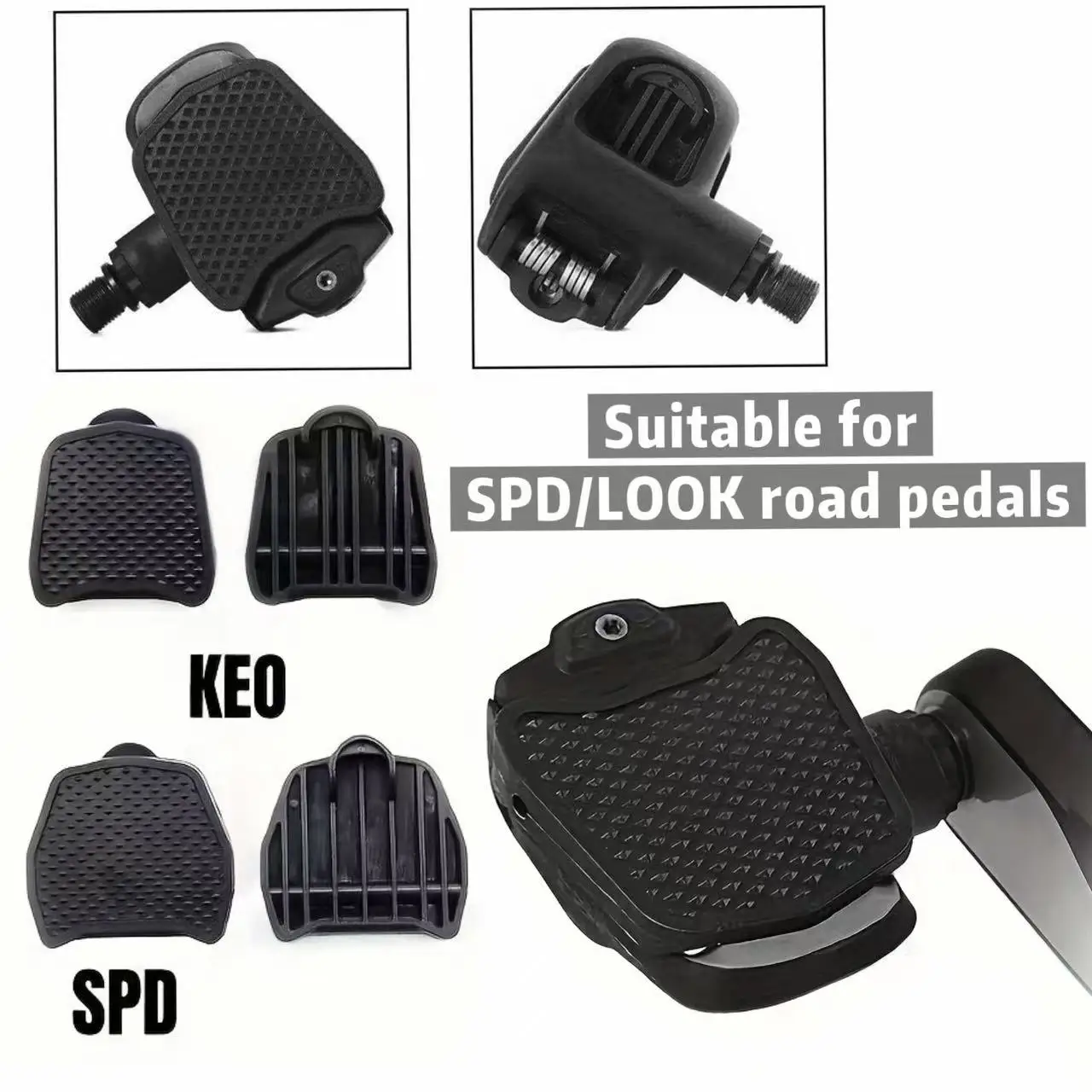 Road car lock pedal to flat pedal converter suitable for SPD/LOOK road pedal lock plate