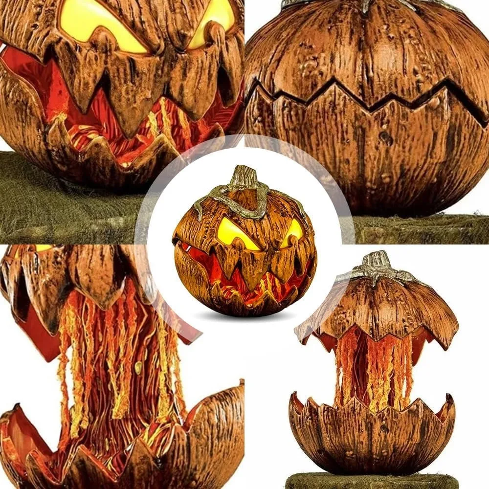 Thriller Halloween Scary Pumpkin Head With Light And Sound Outdoor Garden Decoration Extendable Talking Pumpkins