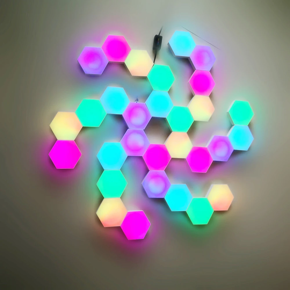 Smart WiFi App Quantum Light, DIY Lâmpada Criativa para Sala, Escritório Interior, Decoração de Parede de Fundo, Mesa Noturna